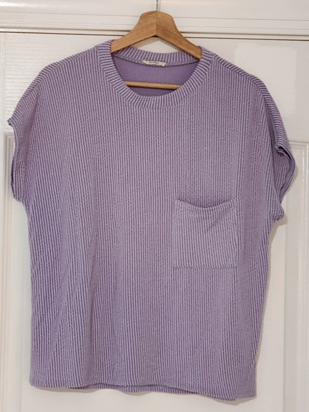 Relaxed Lavender Ribbed Tank with Pocket - Women